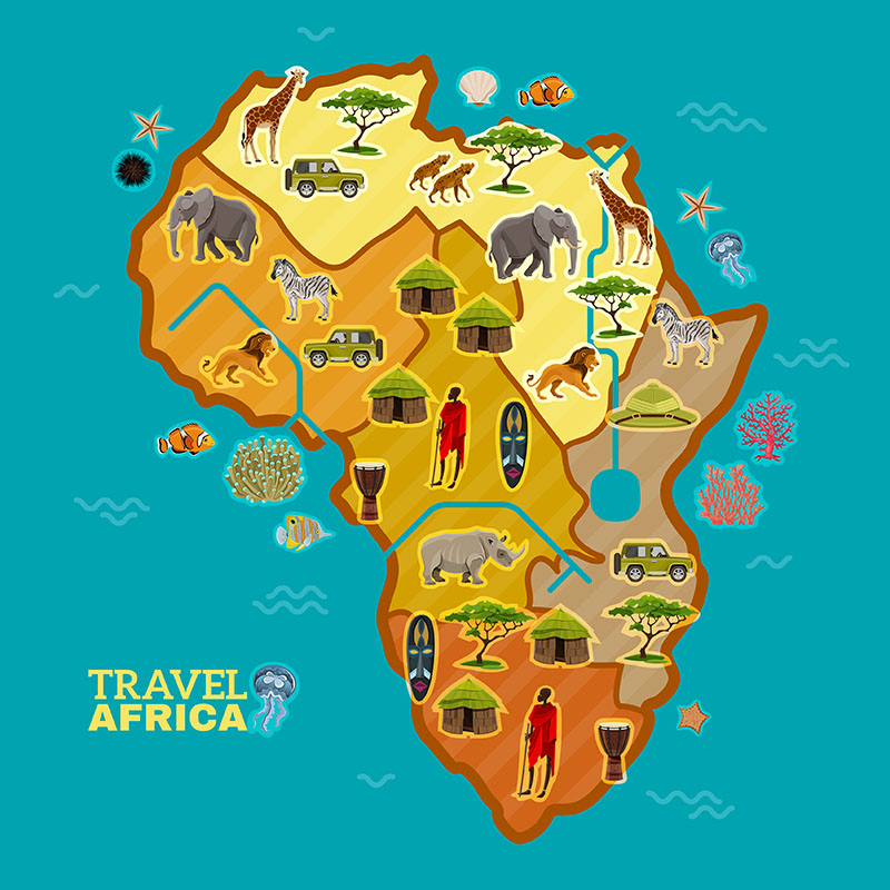Πίνακας σε καμβά Παιδικός Χάρτης Αφρική
